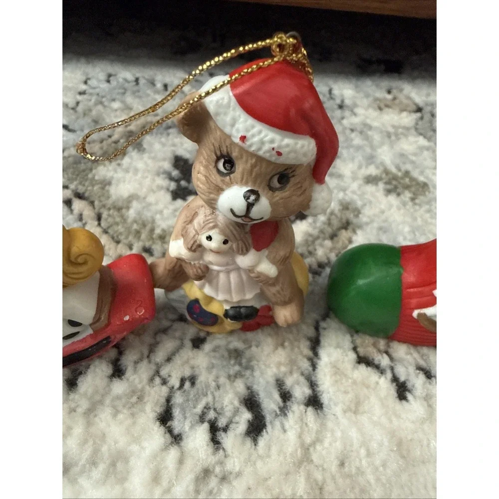Vintage 90s Christmas Ornaments Lot Of 3 Ceramic